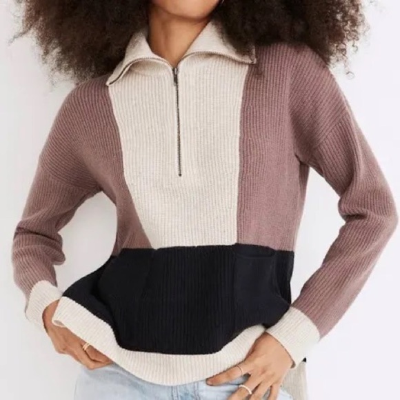 Madewell Sweaters - Madewell glenbrook half zip colorblock sweater